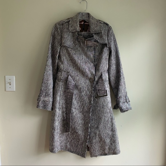 Poleci silver coat jacket size 4 Anthropologie womens silk cotton blend - Picture 3 of 16